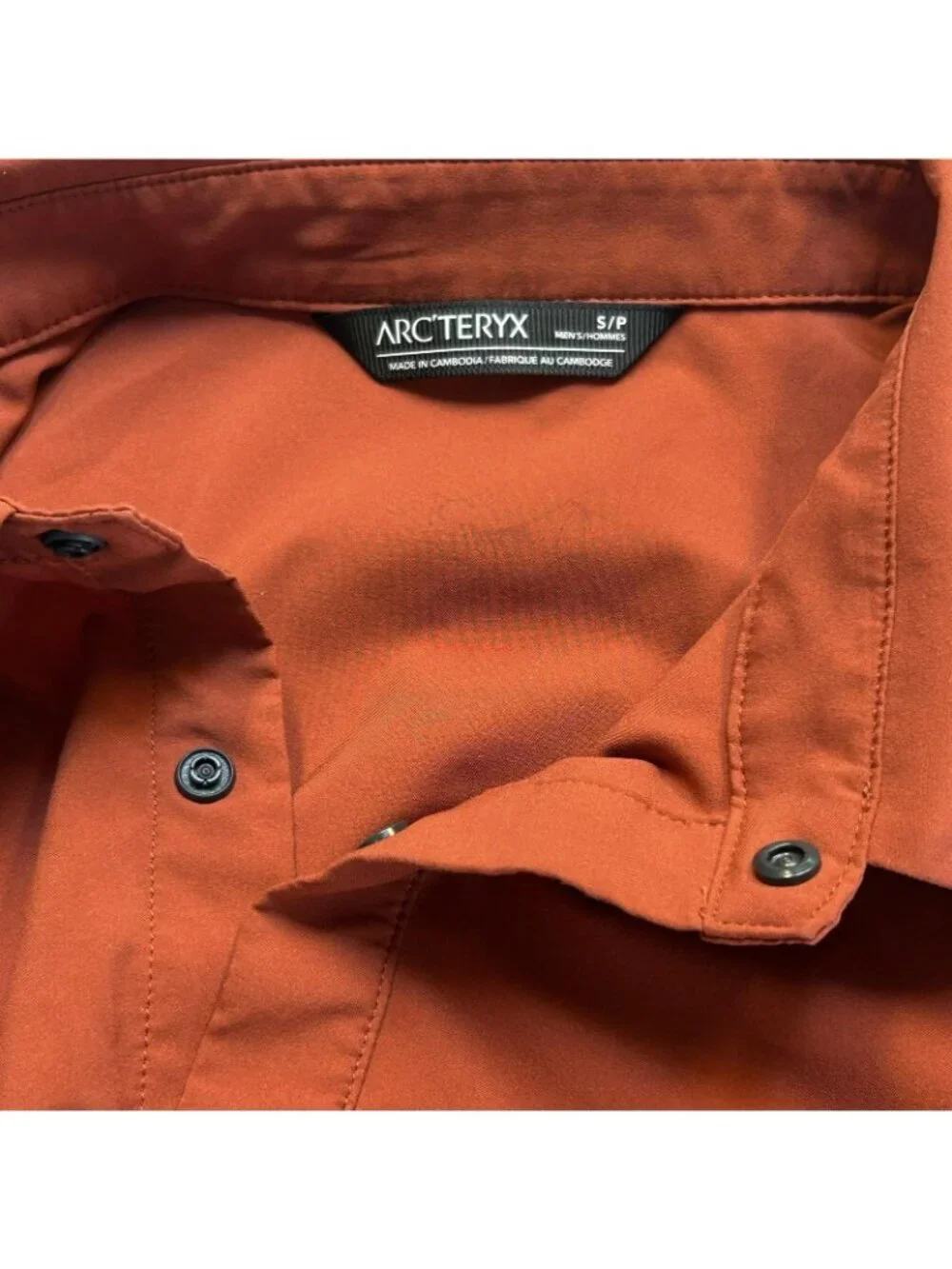 Arc'teryx Shirt Mens Small Orange Skyline Snap Front Zip Pocket Outdoor Hiking